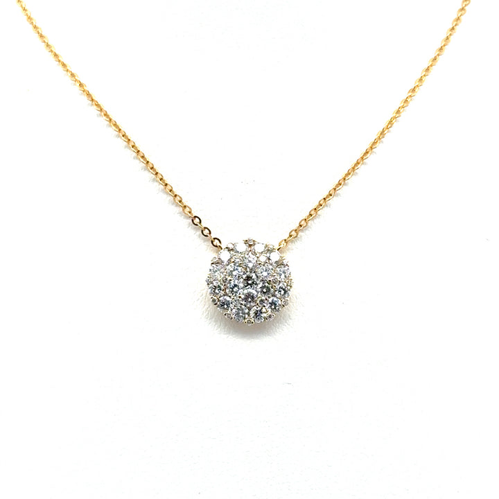 14K Yellow Gold Diamond Pave Pendant Necklace