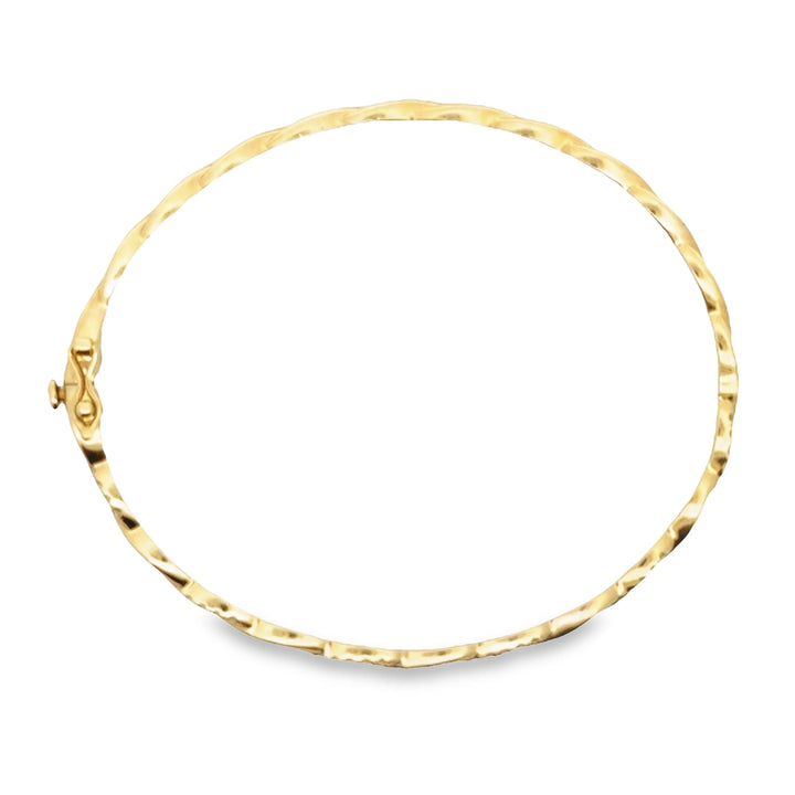 14K Yellow Gold Diamond Twist Bangle Bracelet