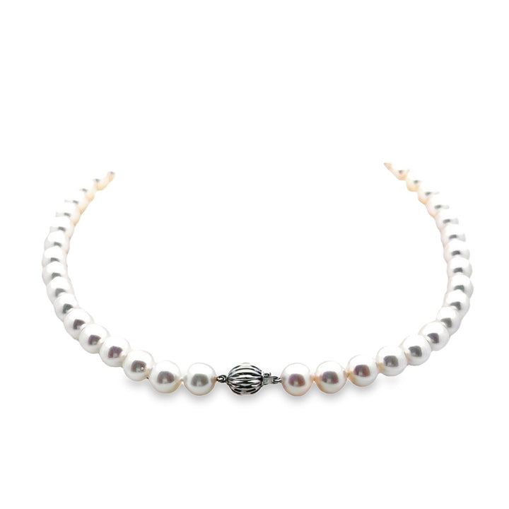 14K White Gold 8.5MM Akoya Pearl Necklace