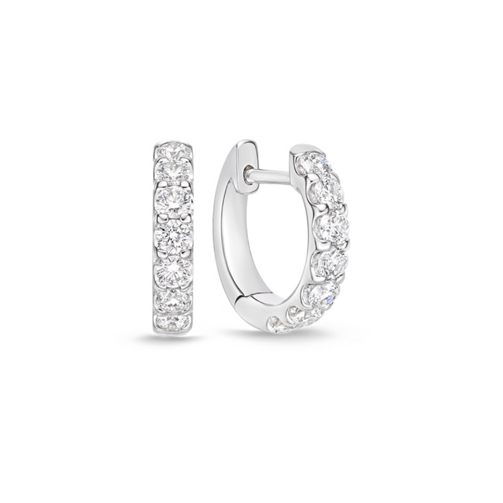 18K White Gold Diamond Odessa Huggie Hoop Earrings