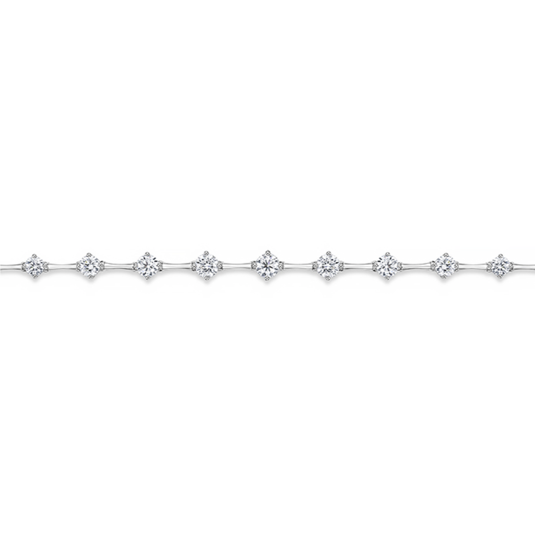 18K White Gold Diamond Cadence Graduated Bolo Bracelet (Large)