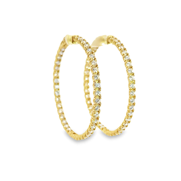 14K Yellow Gold Lab Grown Diamond Round Hoops