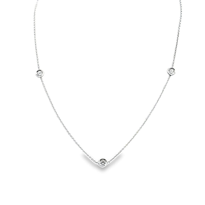18K White Gold Diamond by the Inch 5 Station Necklace