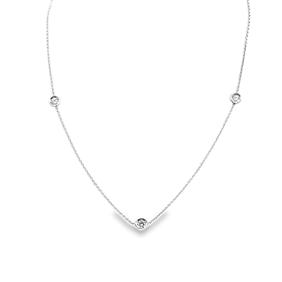 18K White Gold Diamond by the Inch 5 Station Necklace