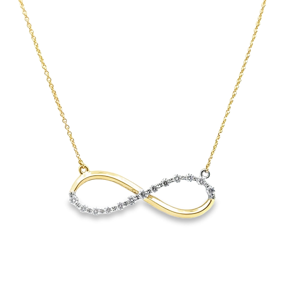 18K Two-Tone Gold Diamond Infinity Pendant Necklace