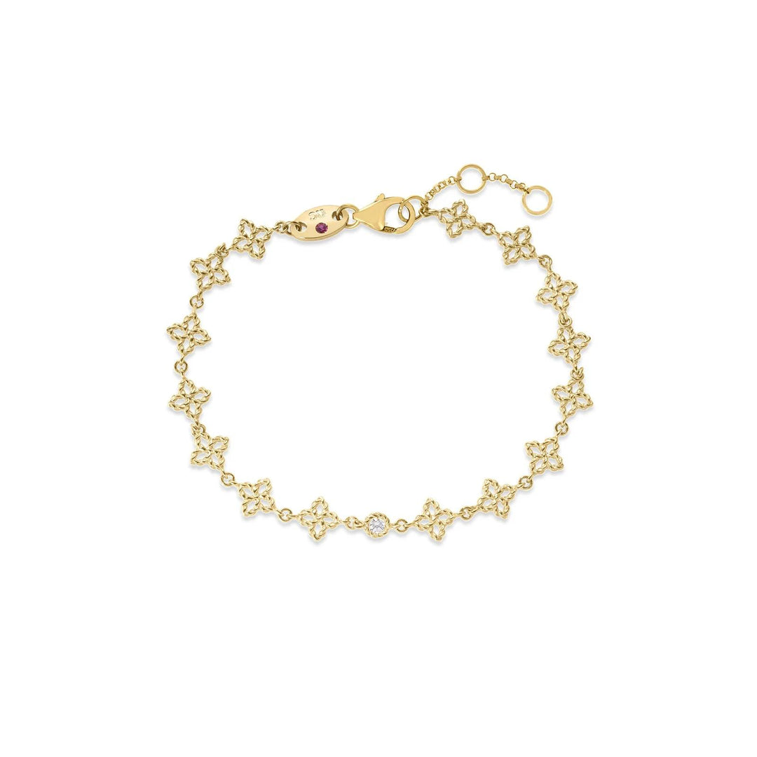 18K Yellow Gold Diamond Principessa Flower Bracelet