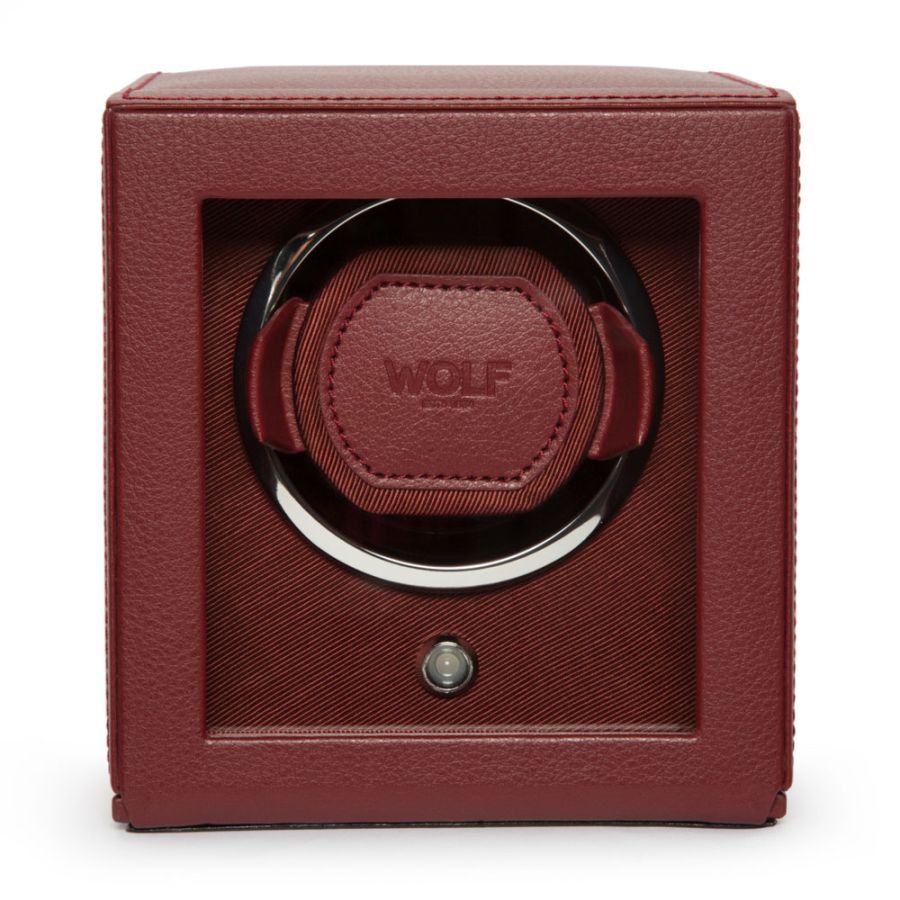 Cub Single Watch Winder With Cover In Bordeaux