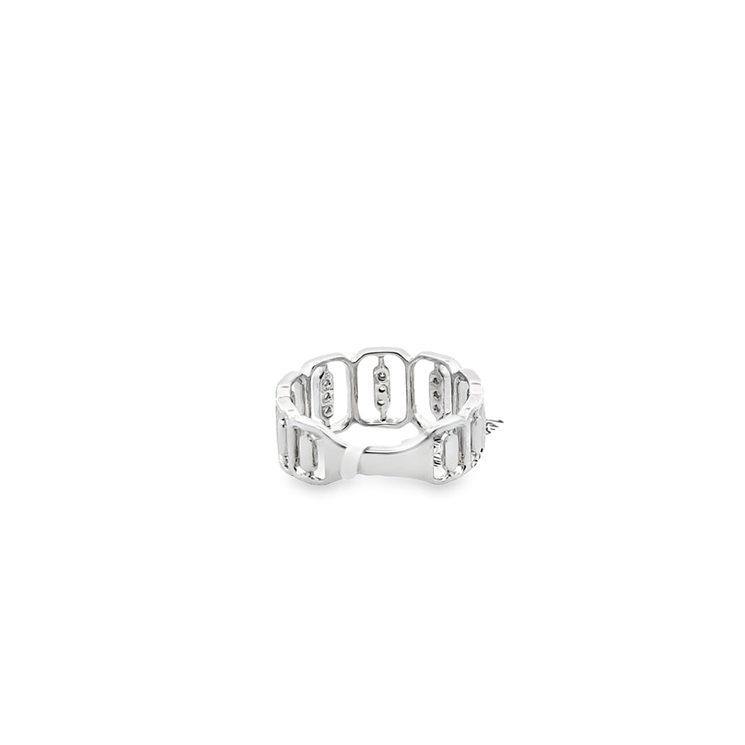 14K White Gold Diamond Geometric Ring