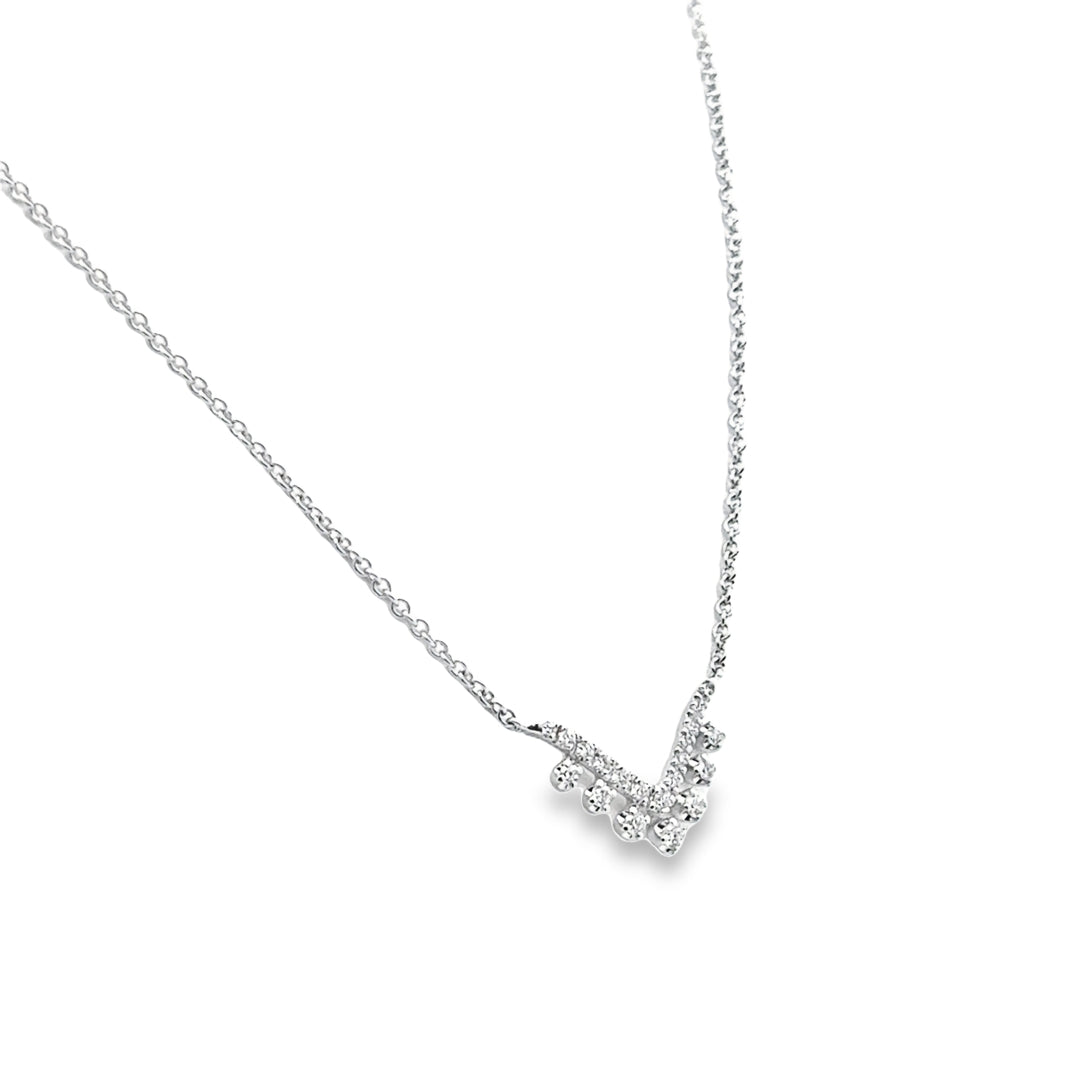 14K White Gold Diamond Arrow Pendant Necklace