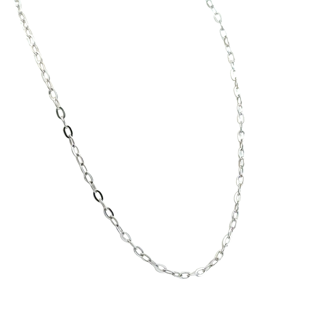 14K White Gold 18" Cable Link Chain