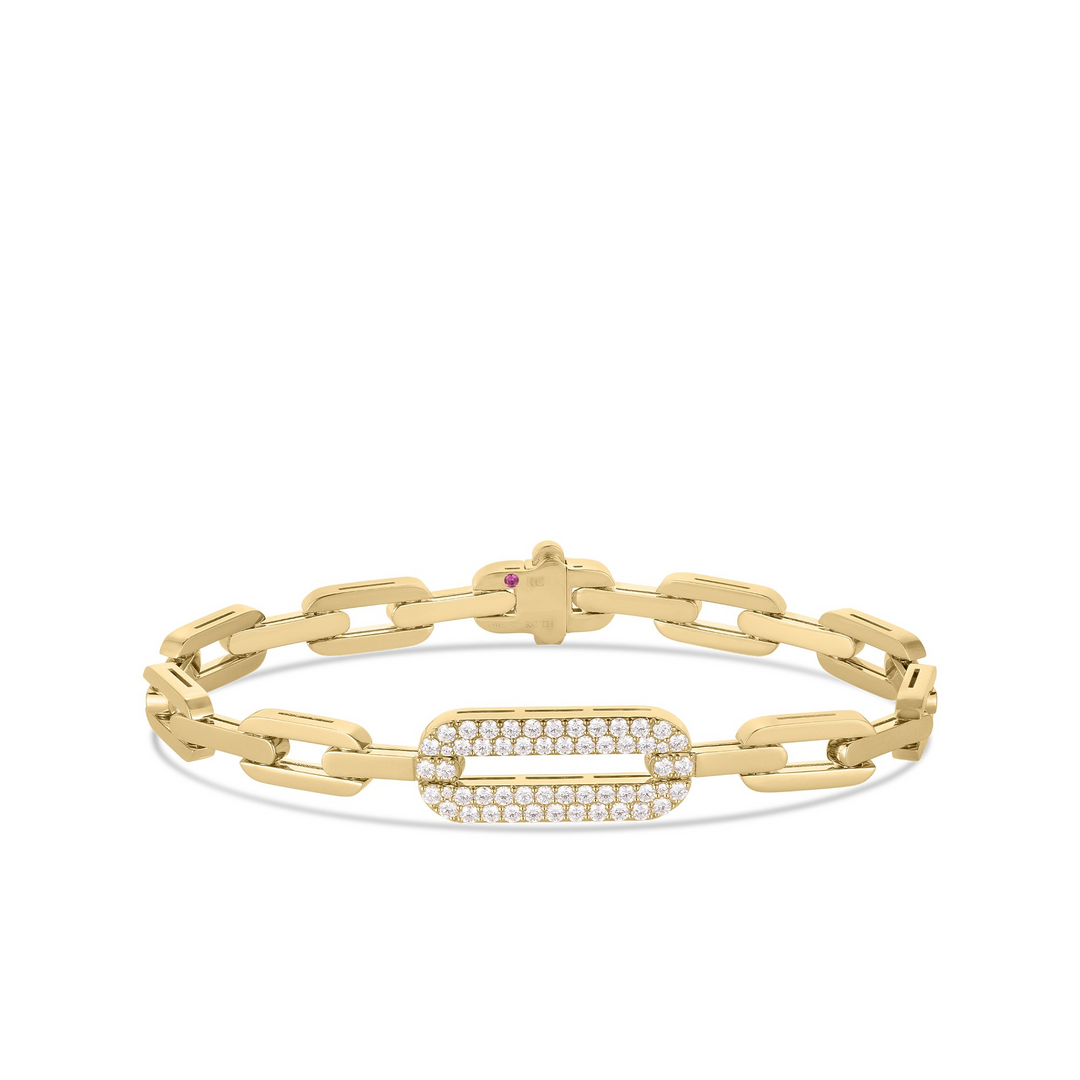 18K Yellow Gold Diamond Navarra Chain Bracelet