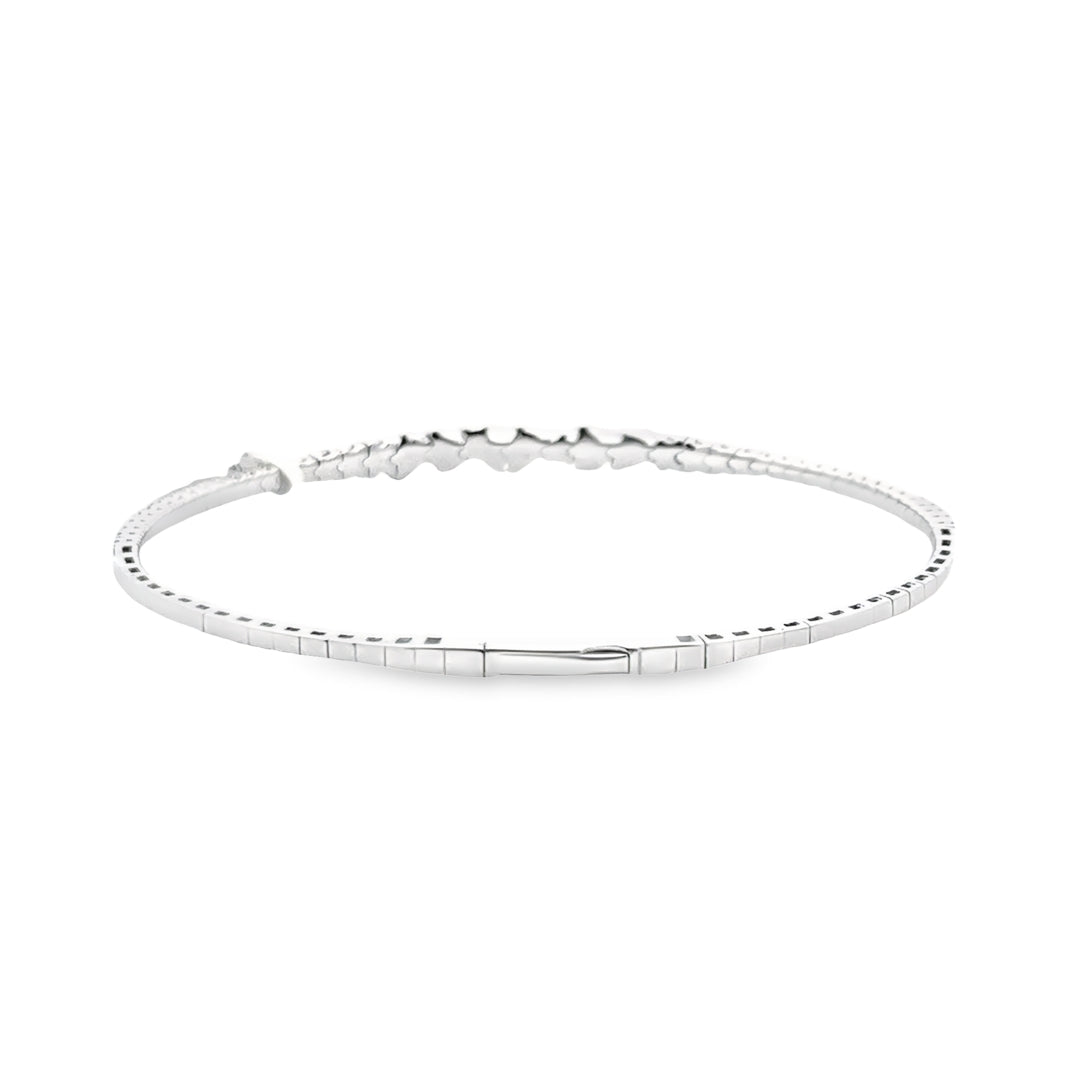 14K White Gold Diamond Multi-Shape Graduated Bangle Bracelet