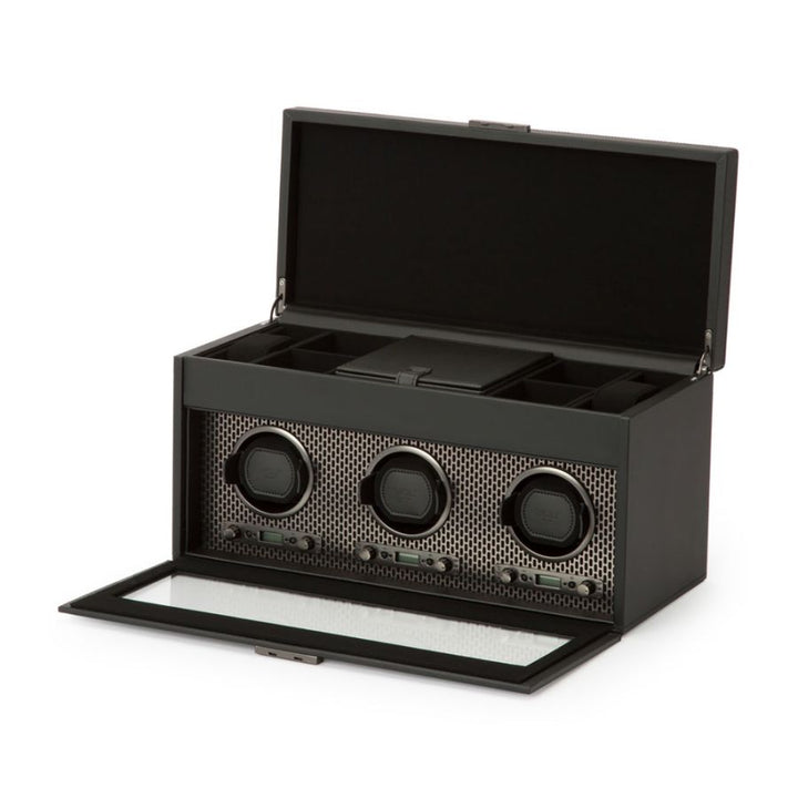 Axis Triple Watch Winder With Storage In Powder Coat