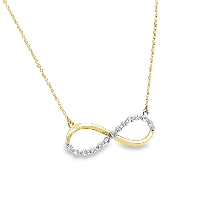18K Two-Tone Gold Diamond Infinity Pendant Necklace