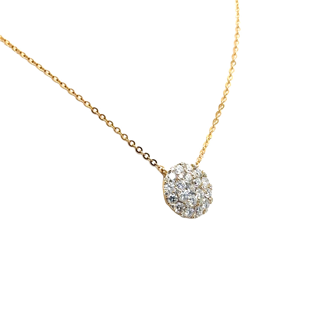 14K Yellow Gold Diamond Pave Pendant Necklace