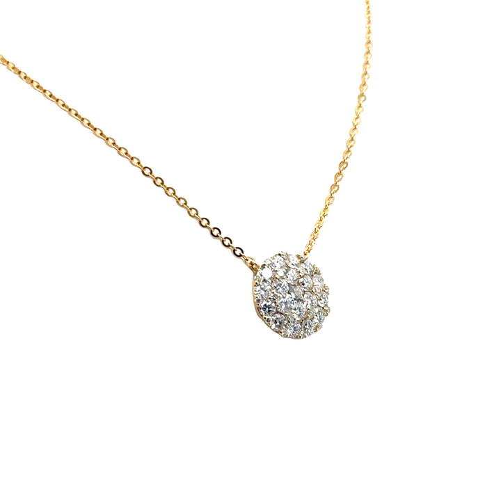 14K Yellow Gold Diamond Pave Pendant Necklace