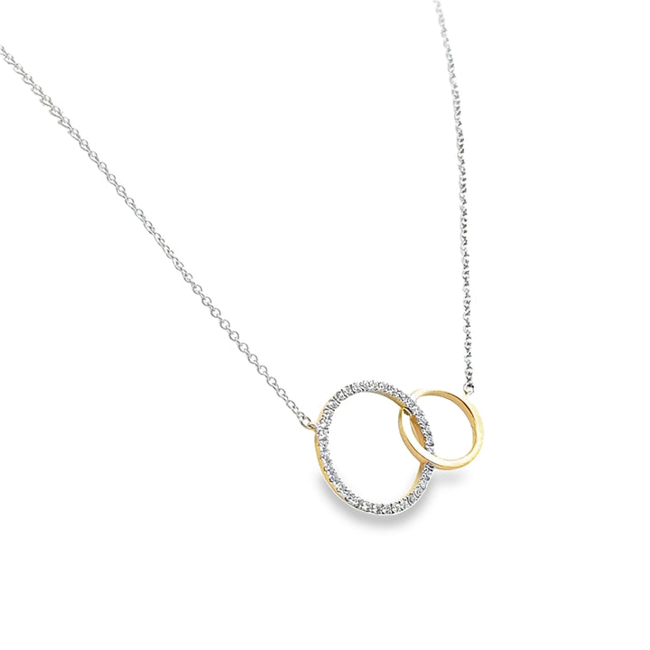 14K Two-Tone Gold Diamond Circle Pendant Necklace