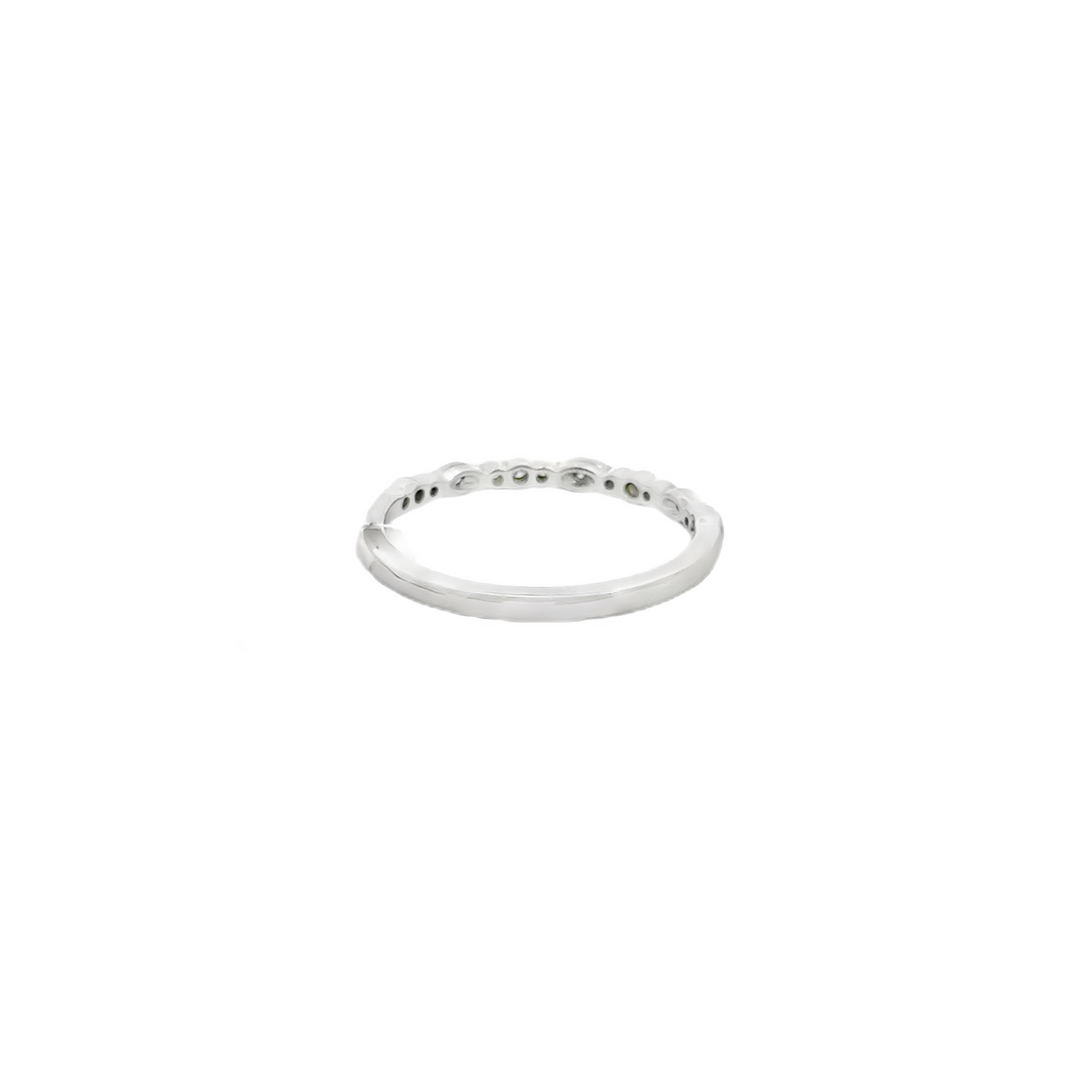 14K White Gold Diamond Eye Textured Stacker Ring
