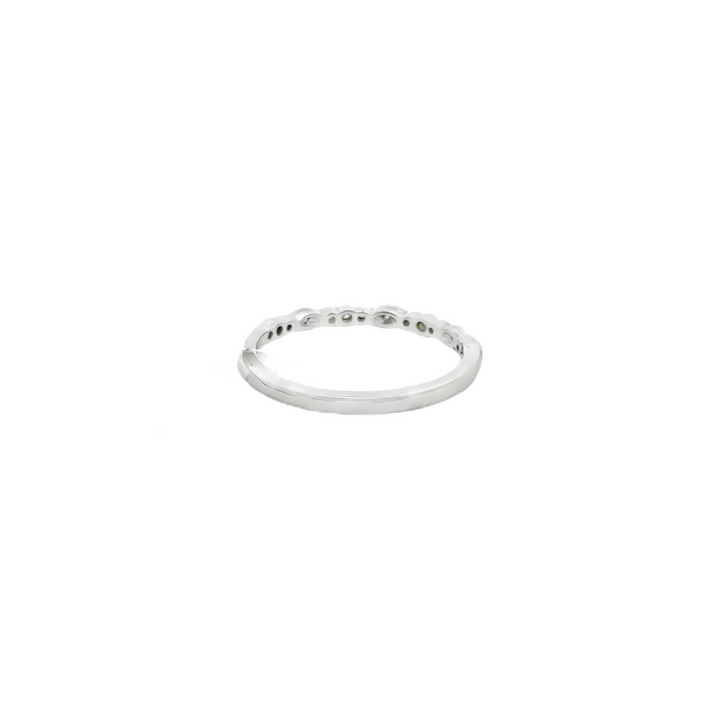 14K White Gold Diamond Eye Textured Stacker Ring