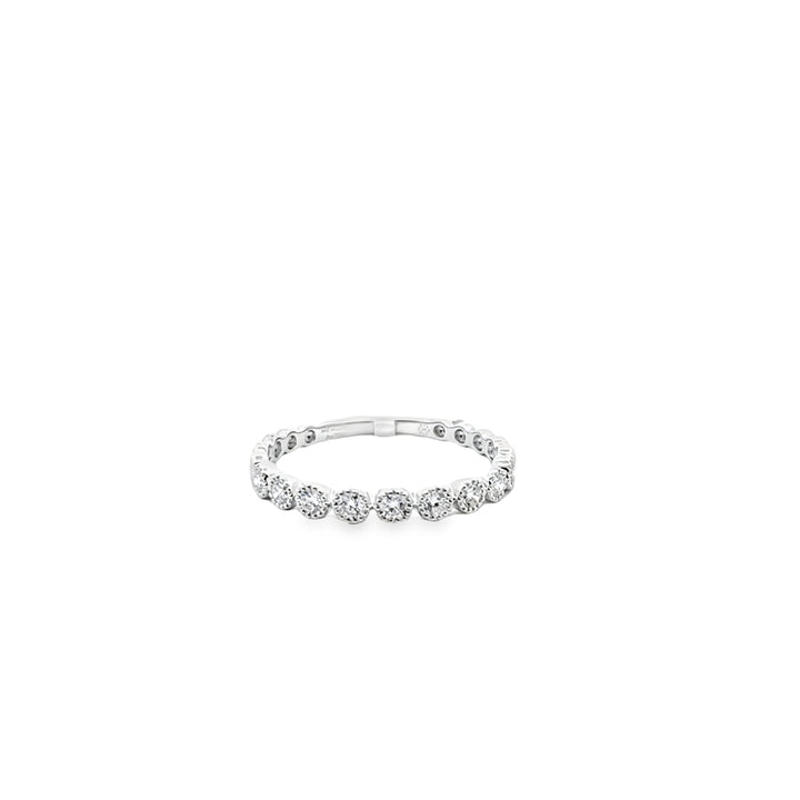 18K White Gold Diamond Vintage Bezel Stackable Ring