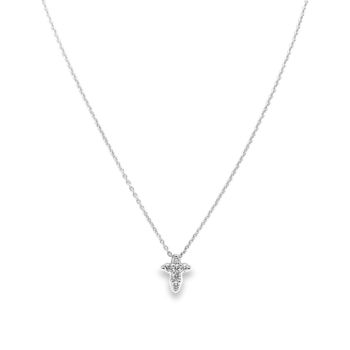 18K White Gold Diamond Tiny Treasures Baby Cross Pendant Necklace