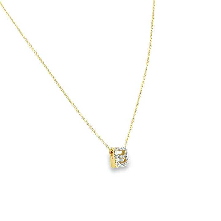 18K Yellow Gold Diamond Tiny Treasures Love Letter "B" Pendant Necklace