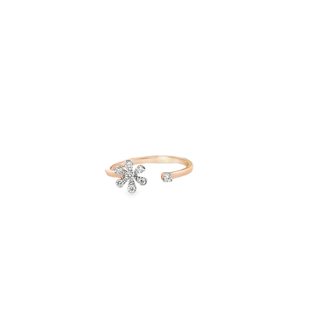 14K Rose Gold Diamond Open Flower Ring