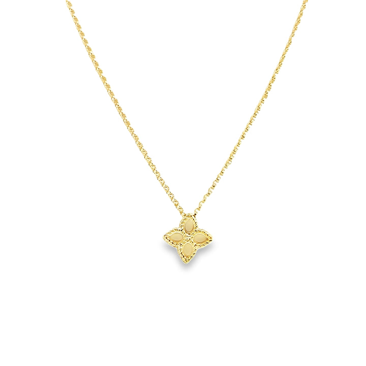 18K Yellow Gold Princess Flower Pendant Necklace (Small)