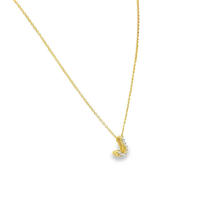 18K Yellow Gold Diamond Tiny Treasures Love Letter "J" Pendant Necklace