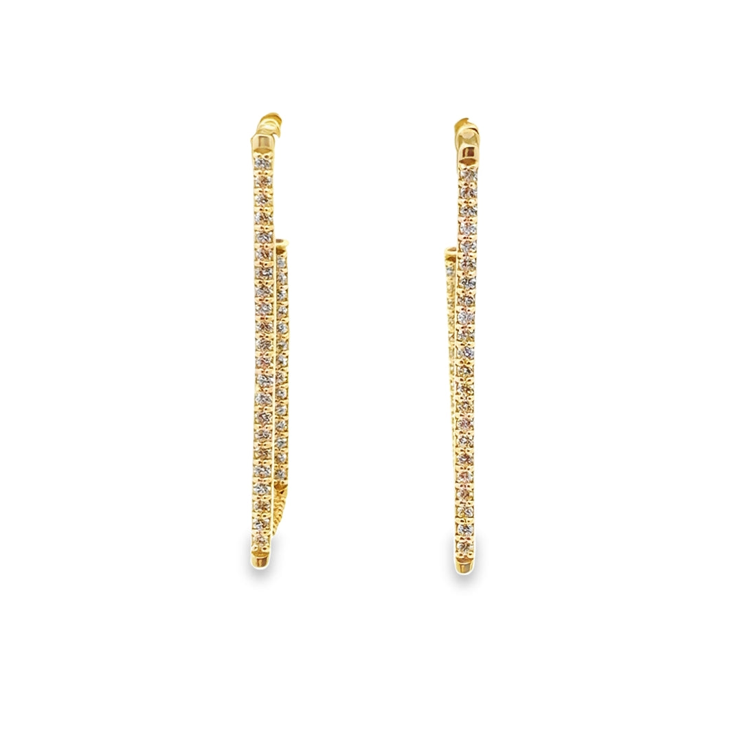 18K Yellow Gold Diamond Rectangular Earrings