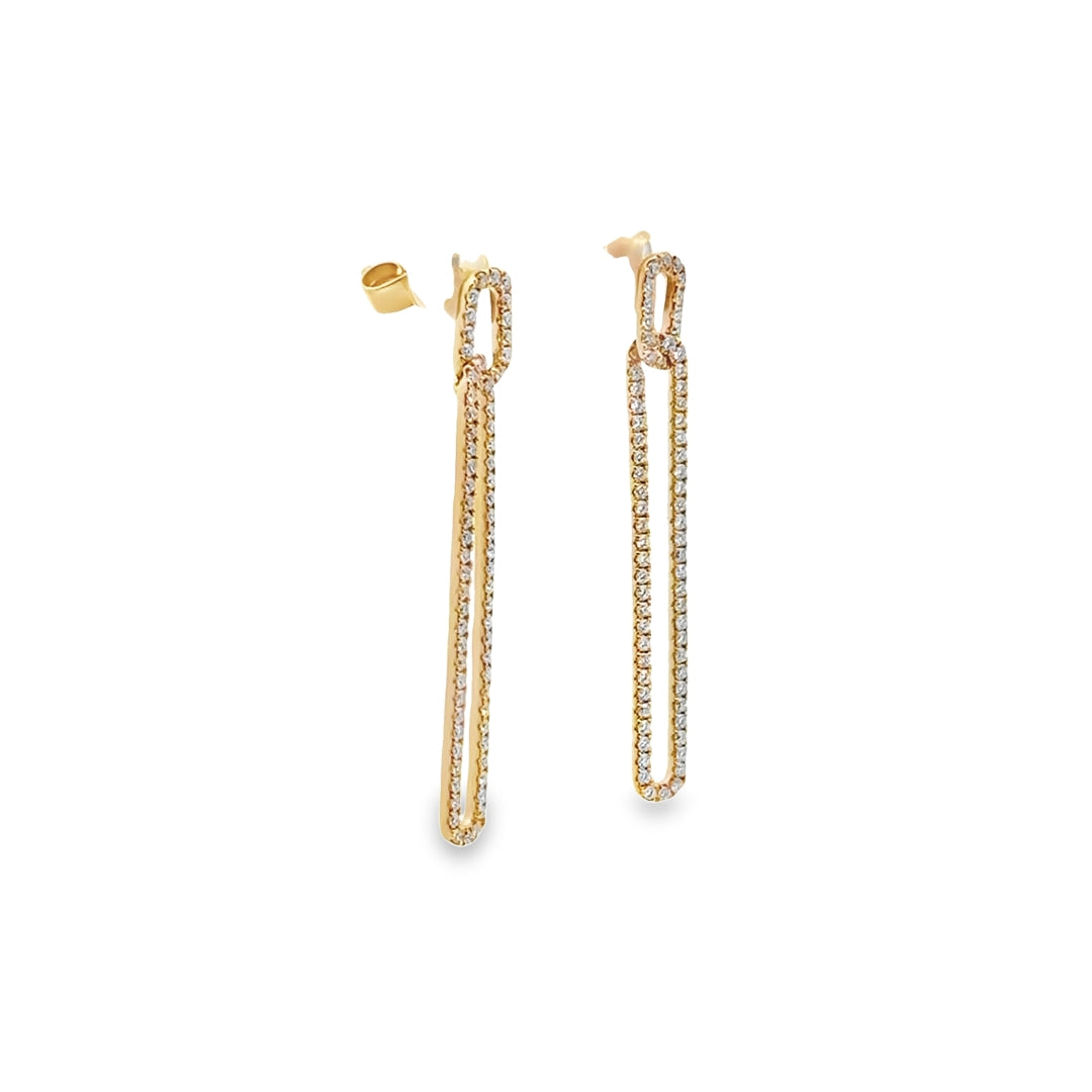 14K Yellow Gold Diamond Legacy Paperclip Drop Earrings (Large)