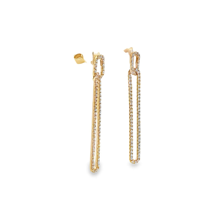 14K Yellow Gold Diamond Legacy Paperclip Drop Earrings (Large)