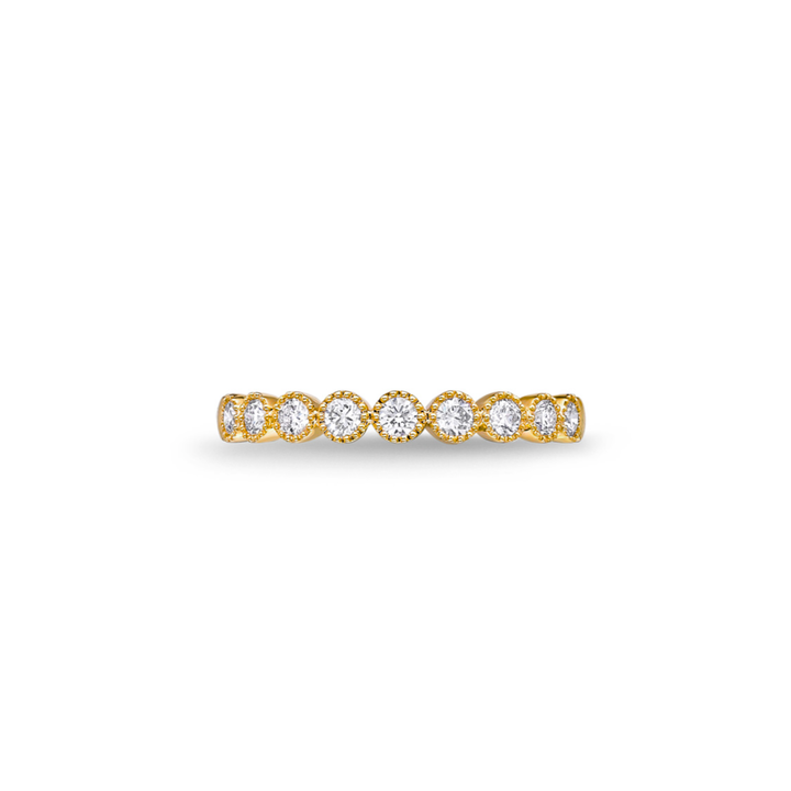 18K Yellow Gold Diamond Vintage Bezel Stackable Ring