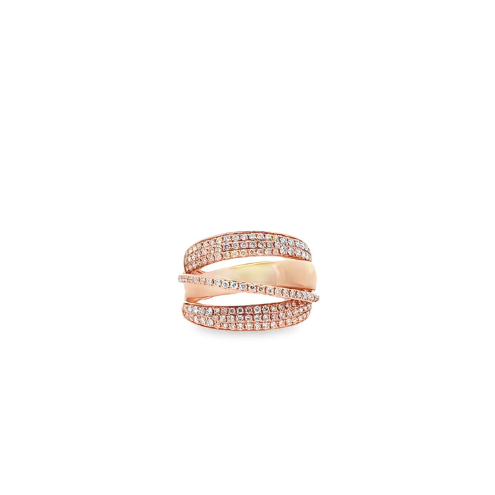 14K Rose Gold Diamond Crossover Ring