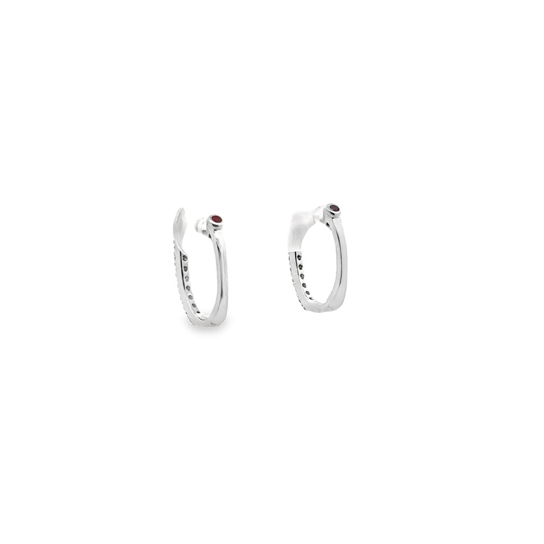 18K White Gold Diamond Pave Huggie Earrings