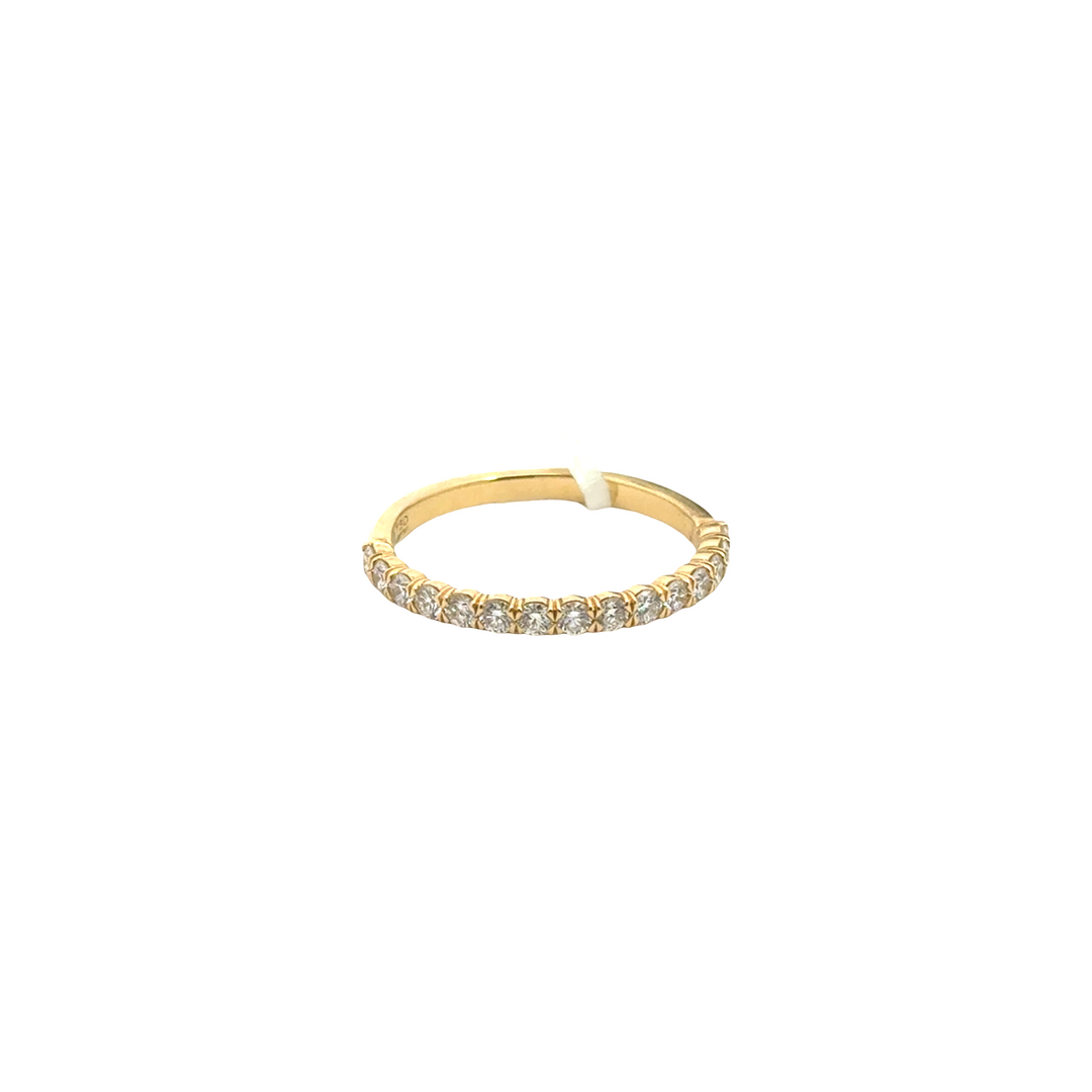 18K Yellow Gold Diamond Half Line Stackable Ring