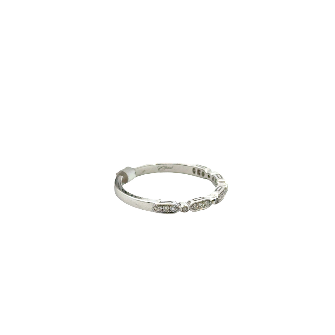14K White Gold Diamond Bezel Stacker Ring