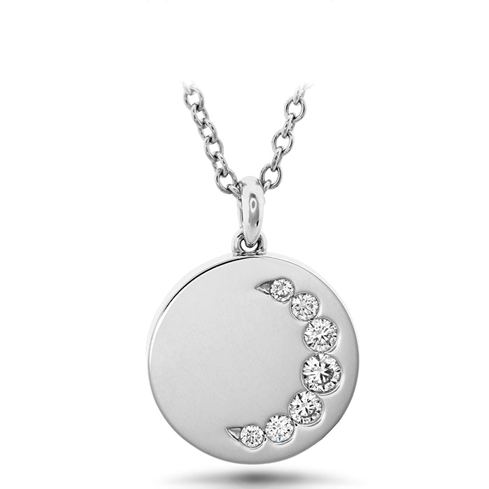 18K White Gold Diamond Luna Pendant Necklace