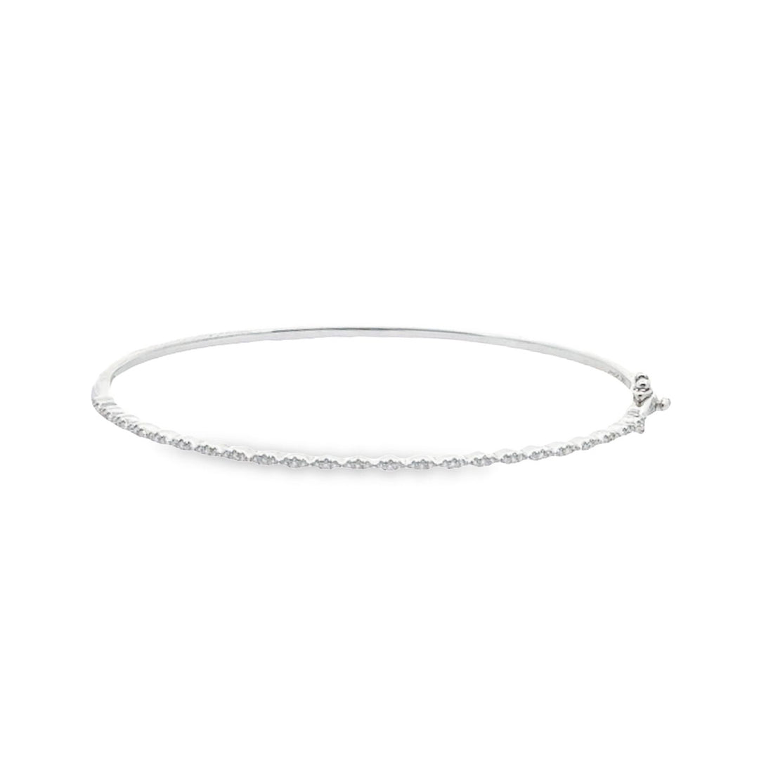 14K White Gold Diamond Bangle Bracelet (Small)