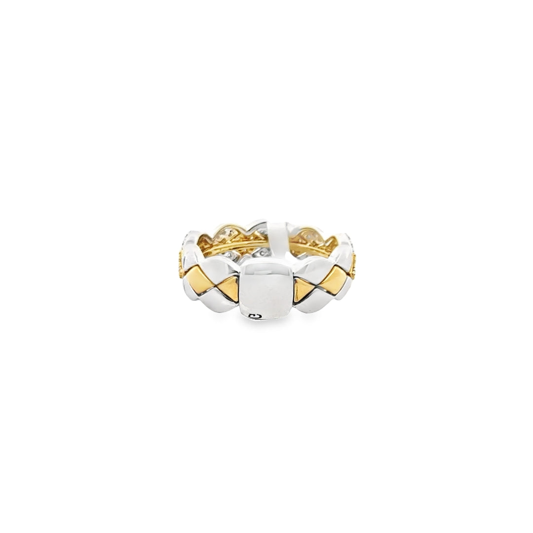 18K Two-Tone Gold Diamond Pave Ring