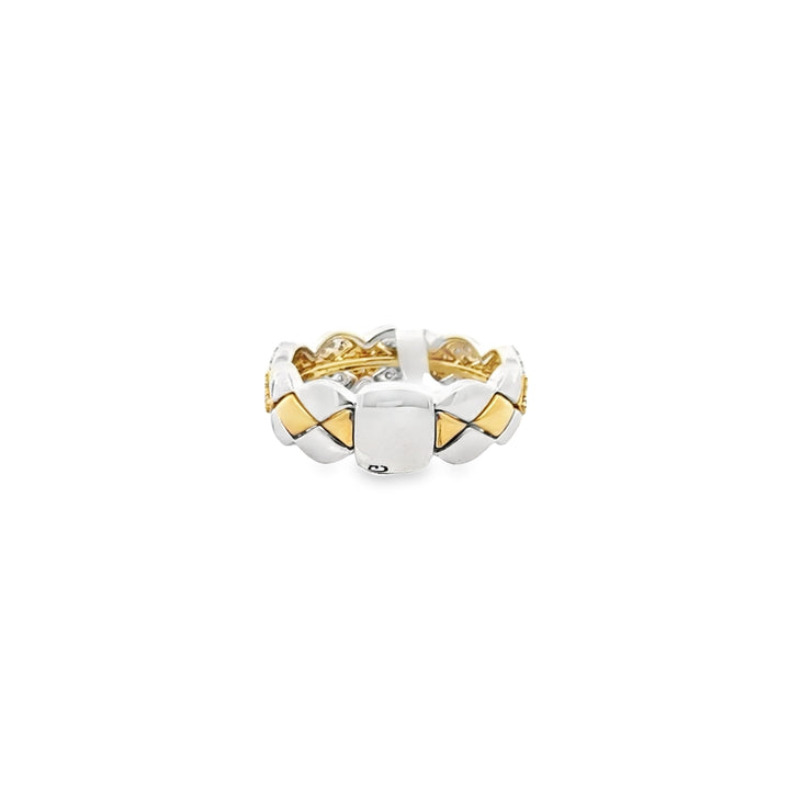 18K Two-Tone Gold Diamond Pave Ring