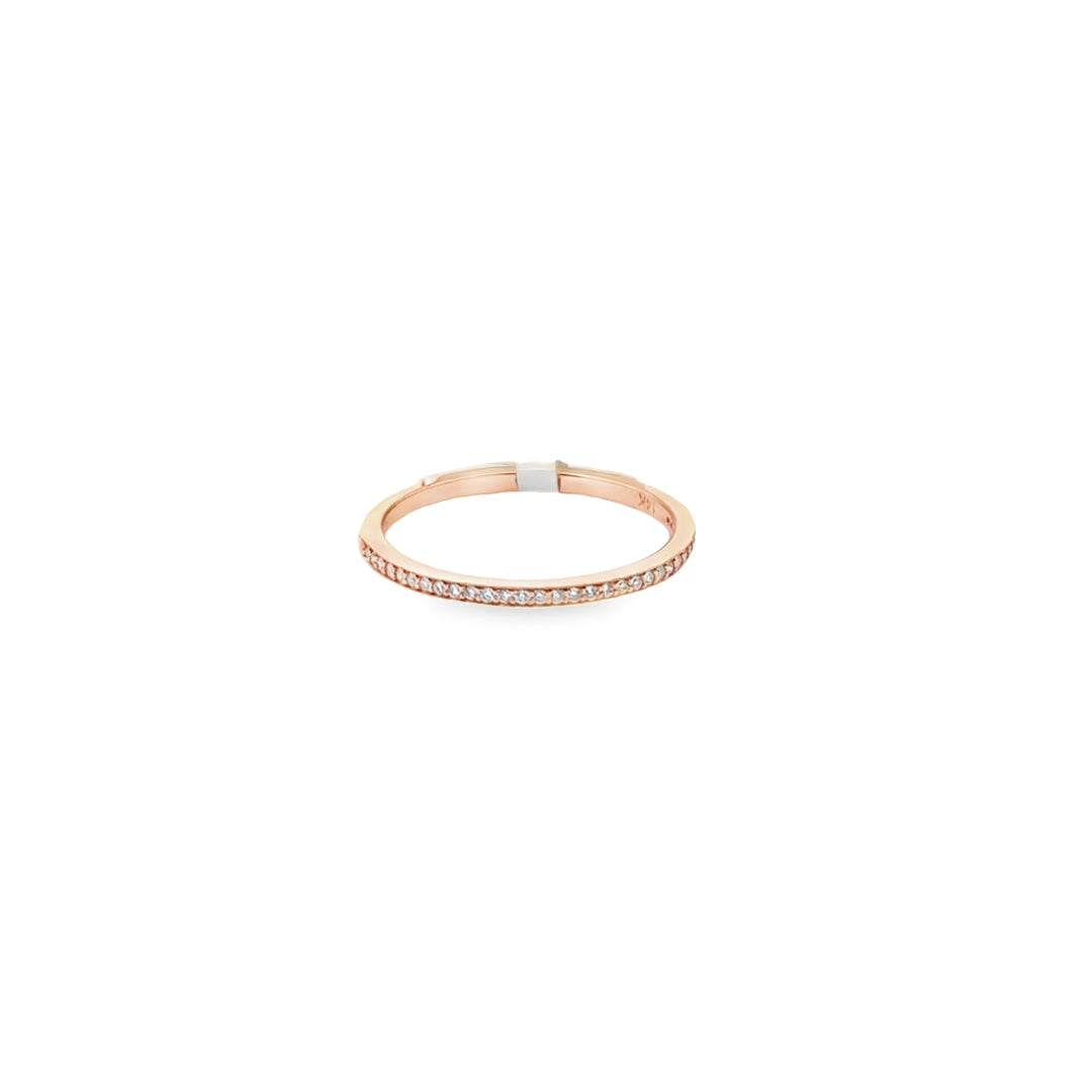 14K Rose Gold Diamond Milgrain Stacker Ring