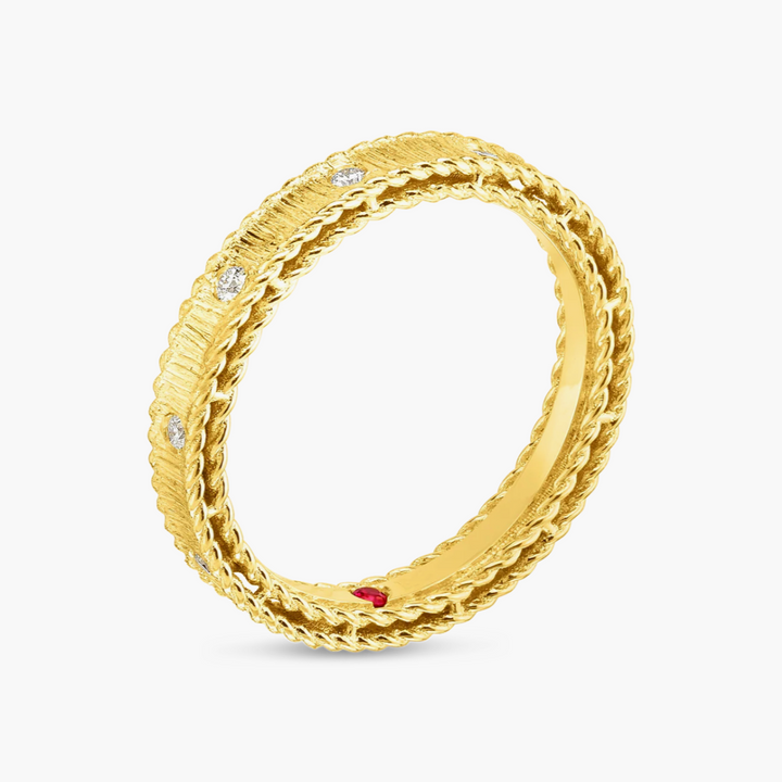 18K Yellow Gold Diamond Princess Satin Band Ring