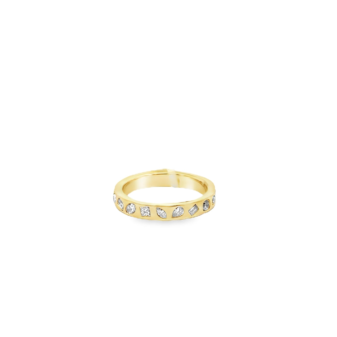 14K Yellow Gold Diamond Multi-Shape Inlay Ring