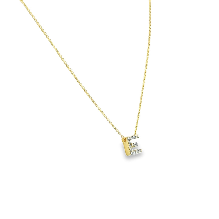 18K Yellow Gold Diamond Tiny Treasures Love Letter "E" Pendant Necklace