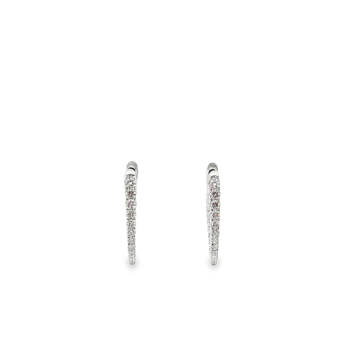 18K White Gold Diamond Imperial Hoop Earrings (Small)