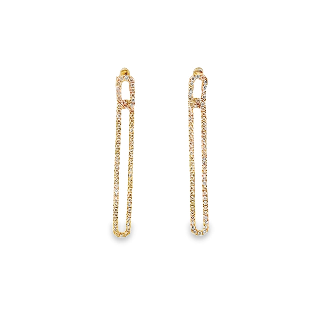 14K Yellow Gold Diamond Legacy Paperclip Drop Earrings (Large)