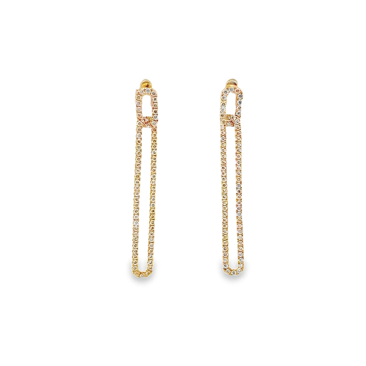 14K Yellow Gold Diamond Legacy Paperclip Drop Earrings (Large)