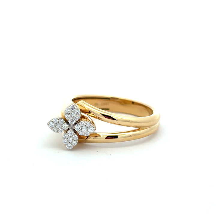 18K Yellow Gold Diamond Love in Verona Pave Flower Ring