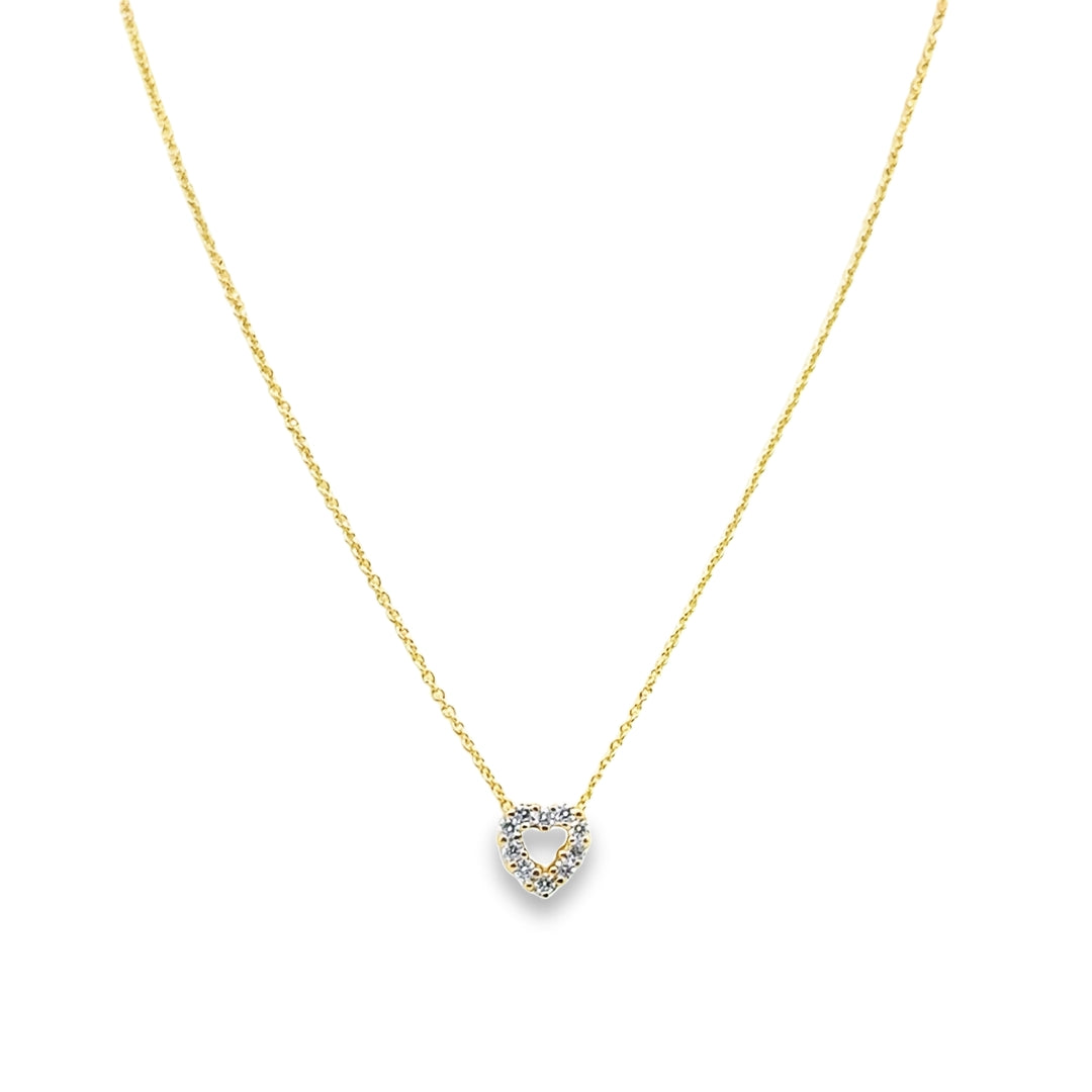 18K Yellow Gold Diamond Tiny Treasures Open Heart Pendant Necklace